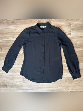 Diane Von Furstenberg Classic Black Button-Up Blouse Women's Long Sleeve Size S